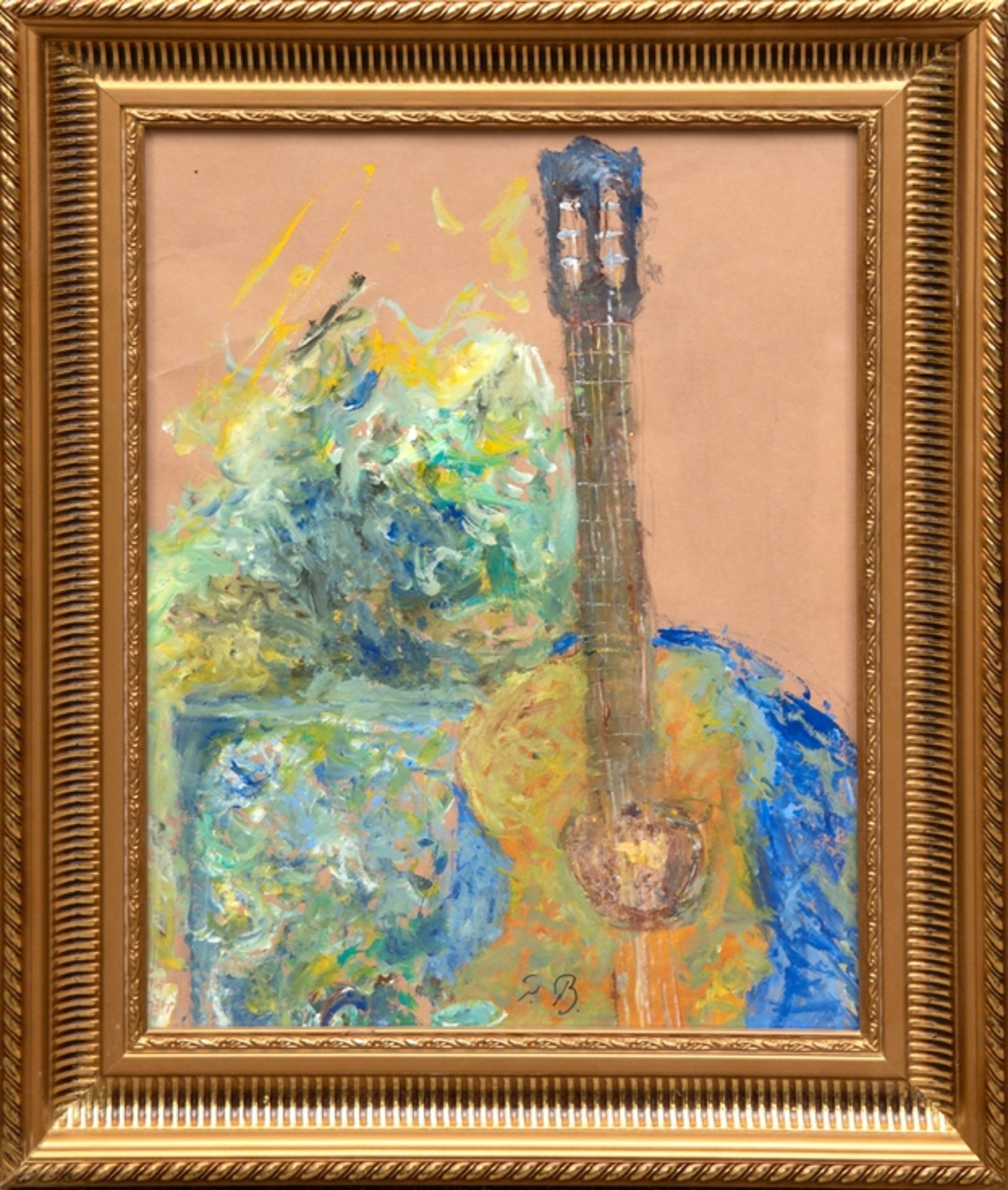 Boffin, Pierre (1907 Achen-1992 Voerde) "Meine Gitarre", Öl/ Papier, mittig unten monogr., 40x30 cm