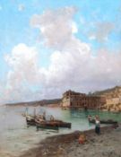 Hay, Bernado (1864 Florenz-nach 1916 Neapel) "Morgenstimmung mit neapolitanischen Fischern am Stran