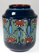 Jugendstil-Vase, Max Laeuger, wahrscheinlich Karlsruhe, Keramik, umlaufender polychromer Ornamentde