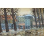Russischer Maler "Winterliche Parklandschaft", um 1890, Gouache, unsign., 22x32 cm, hinter Glas und