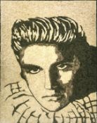 Mosaik "Elvis Presley", Memphis ´87, aus verschiedenfarbigen Marmorstücken, 100x80 cm, Rahmen