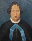 "Damenporträt", Öl/ Lw., unsign., rückseitig bez. "Annchen Varenhorst 1830-1865", 47x38 cm, Rahmen