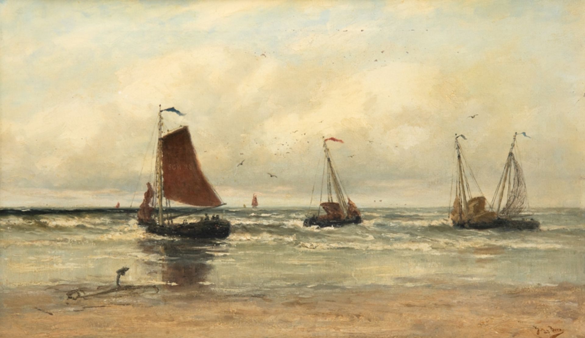 Berg, Betsy Rezora (1850 Akershus, Norwegen-1922 Oost-Vlieland, Niederlande) "Strandpartie mit Fisc
