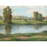 Draewing (Drewing), Peter Paul (1876 Schwaan-1940 Berlin) "Rheinlandschaft", Öl/ Karton, sign. u.r.