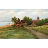 Blankenburg, Richard (1891 Frankfurt/ Oder-1965 Rostock) "Bauerngehöft an der Ostsee", Öl/ Pappe, s