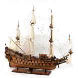 Modell-Schiff "Wasa", Holz, mit Takelage, auf Ständer, L. 108 cm, Ges.-H. 104 cm