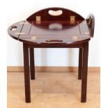 Butler-Tisch, Mahagoni, England, rund, 2-teilig, Tablettaufsatz mit klappbaren Kanten, Gebrauchspur