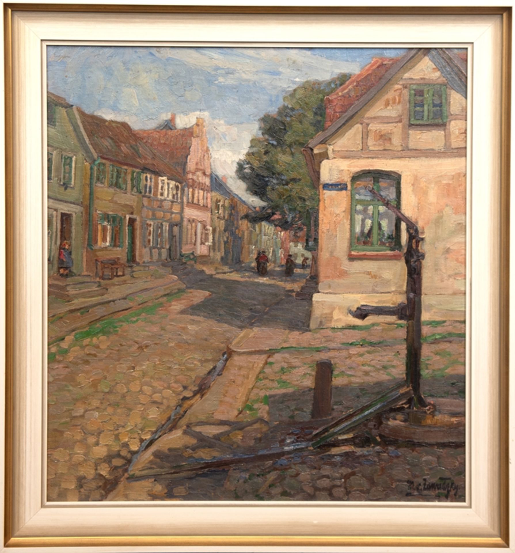Zawadzky, Margarete von (1889-1964 Berlin) "Alte Straße in einer Kleinstadt", Öl/Mp., sign. u.r., 7 - Bild 2 aus 3