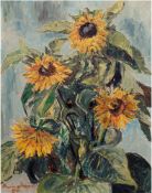 Künster des 20. Jh. "Sonnenblumen", Öl/HF., unleserl. sign. u. dat. u.l., 40x51 cm, Rahmen