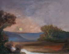 "Sonnenuntergang am Meer", Öl/ Lw., 32x41 cm, Rahmen