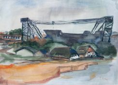 Austen, Rudolf (1931 Hainspach-2003 Rostock) "Warnow-Werft" Aquarell, sign. u.r., Blatt min. wellig