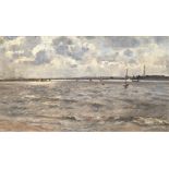 Marinemaler um 1910 "Seestück", Öl/Hf, unsign., 57x93 cm, Rahmen