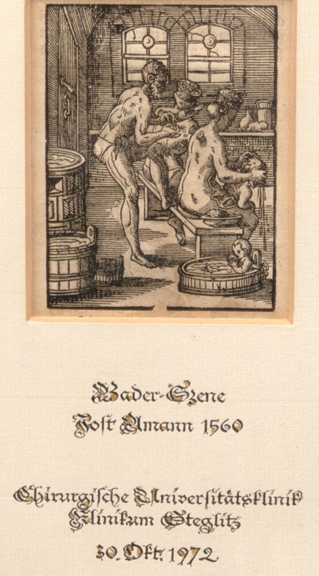 Amann, Jost (1539 Zürich-1591 Nürnberg) "Bader-Szene", Original-Holzschnitt mit Künstlerangabe und