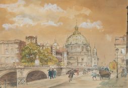 Otto, Antoine (1865-1951) "Berliner Straßenszene", Aquarell, 42x32 cm, sign. u.r., im Passepartout