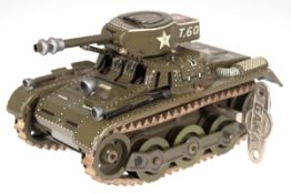 Modell-Panzer "Gama" 1950/ 60, Blech, farbig gefasst, mit Gummiketten, funktionstüchtig, L. 19 cm