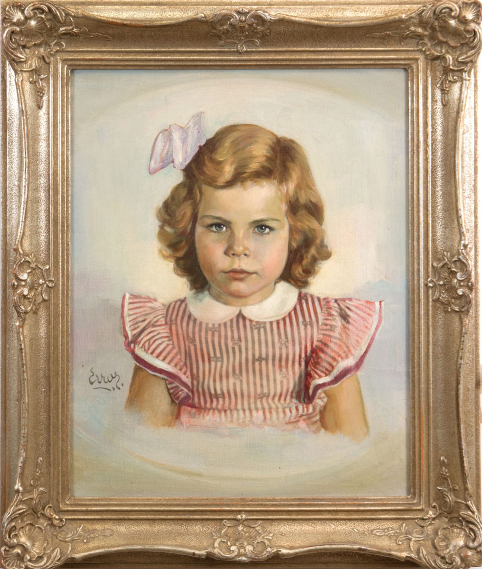 Erros "Mädchenporträt", Öl/Lw., sign. u.l., 50x41 cm, Rahmen