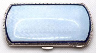 Etui, 935er Silber, Wien, Deckel mit hellblauem Transluzidemail (kleiner Chip), mit kobaltblauem Em