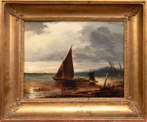 Maler Anf. 19. Jh. "Segelboote", Öl/ Lw., sign. am Schiff "Hoffman und dat. 1831", rückseitig auf L