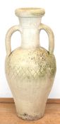 Garten-Vase, Ton, Amphorenform mit 2 seitlichen Henkeln (geklebt), Gebrauchspuren, H. 90 cm, Dm. 46