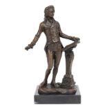 Bronze-Figur "Herr an Pult stehend", braun patiniert, bez. "Milo", Gießerplakette "JB Deposee Paris
