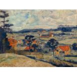 Schmischke, Julius (1890-1945) "Landschaft mit einzelnen Gehöften", Öl/ Lw., sign. u.l. und dat. ´3