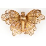 Brosche "Schmetterling", 800er Silber vergoldet, filigran durchbrochen gearbeitet, 2,7x4,4 cm