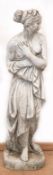 Gartenfigur "Frau im antiken Gewand", Steinguß, an den Füßen alte reparierte Bruchstelle, Gebrauchs