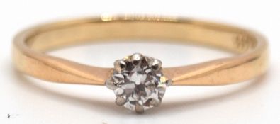 Brillant-Ring, 585er GG, besetzt mit einem Solitär von ca. 0,28 ct., Ges.-Gew. 1,91 g, RG 55