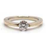 Brillant-Ring, 585er WG, mit Solitär von 0,41 ct., VVS-VS, ges.-Gew. 3,62 g, RG 52, Wiederbeschaffu