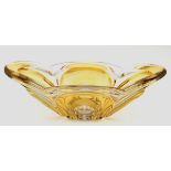 Murano-Schale, Klarglas mit gelber Einschmelzung, oval, 10x30x15 cm
