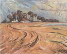 Landschaftsmaler des 19./20. Jh. "Landschaft mit Bauerngehöft", Öl/Lw., undeutl. sign. u.r., 57x69