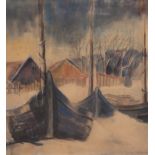 Bingmann-Droese, Lotte (1902-1963) "Boote an Land", Aquarell/ Papier, sign. u.r. und dat. ´41, 48x3