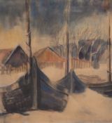 Bingmann-Droese, Lotte (1902-1963) "Boote an Land", Aquarell/ Papier, sign. u.r. und dat. ´41, 48x3