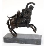 Figur "Deianira, Ehefrau des Herkules, wird vom Zentaur Nessus entführt", Bronze, braun patiniert,