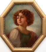 Kluge, H. "Porträt einer jungen Frau mit gelocktem, rotem Haar", Öl/ Karton, sign. u.r. und dat. 19