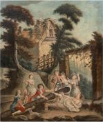 Maler um 1750 "Amouröse Szene", Öl/Lw., doubliert, kl. Farbabplatzung am oberen Rand, 104x85 cm