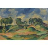 Pfuhle, T.A. (Nidden Maler) "Hügelige Landschaft mit Bäumen", Öl/ Lw., sign. u.r., 34x46 cm, Rahmen