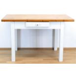 Tisch, Shabby-Chic-Stil, Kiefer, weiß gefaßtes Fußgestell, 1 Schubfach in der Zarge, 79x130x78 cm