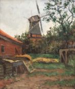 Holstenbach, Wilhelm (Deutscher Maler um 1920) "Windmühle an Gehöft", Öl/ Lw., sign. u.r., 50x39 cm