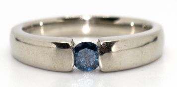 Ring, 925er Silber, 1 blauer Brillant ca. 0,20 ct., RG 57, Innendurchmesser 18,1 mm