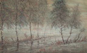 Oelschläger, Mario (1895 Mailand-1978 Ihlienworth) "Hochwasser in der Wingst", Gouache, 33x45 cm,