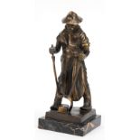Skulptur "Eisengießer", Metallguß bronziert, auf Marmorplinthe, Ges.-H. 37 cm