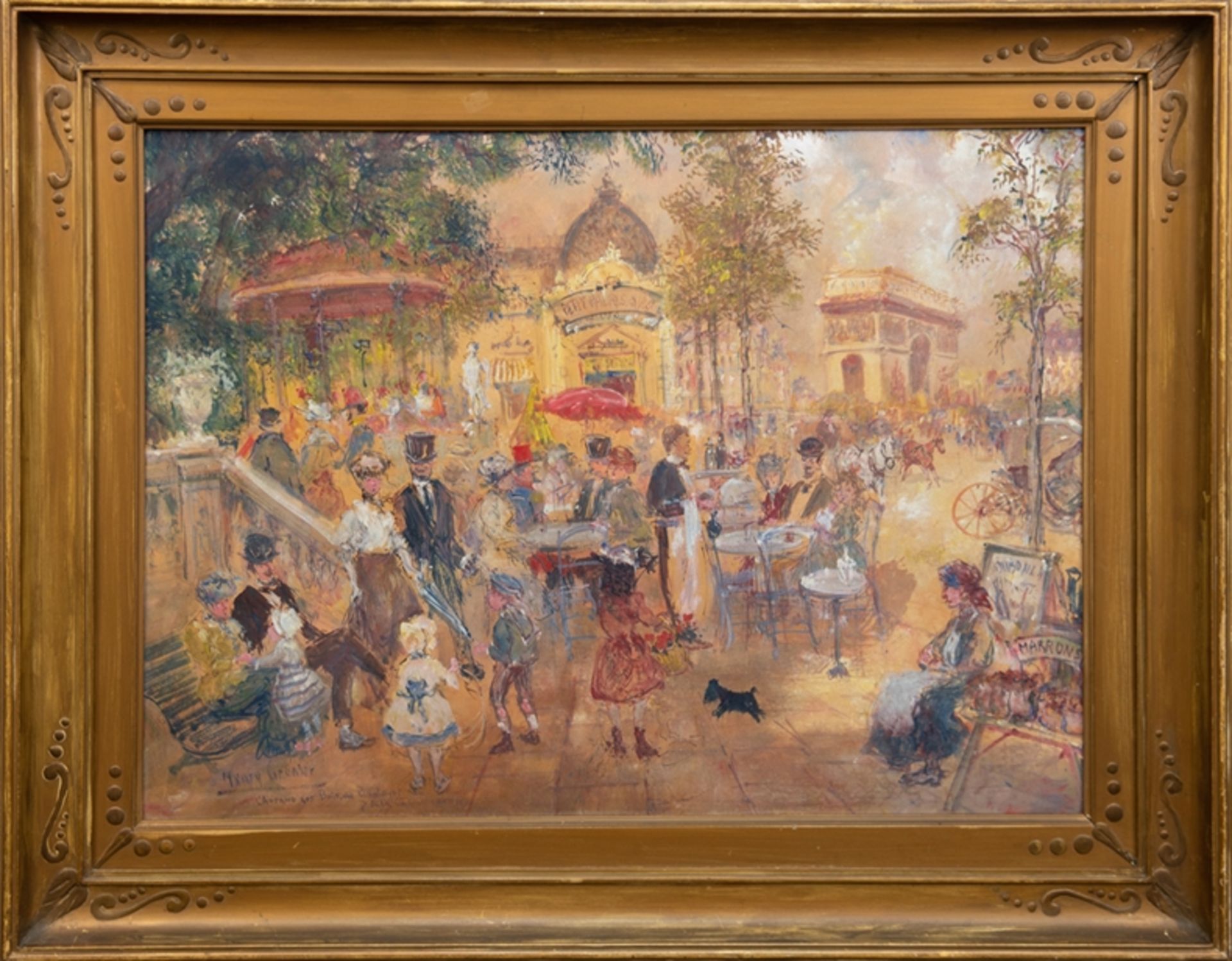 Grenier, Henry (1882-1940) "Straßencafé in Paris", Öl/ Karton, sign. und bez. u.l., 60x80,5 cm, Rah