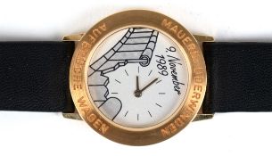 Armbanduhr zum Mauerfall 1989, "Die Neunte" von Juwelier Lorenz, Berlin-Friedenau, Nr. D.N. 110, in