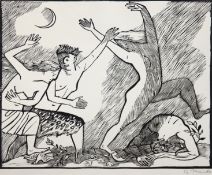 Marcks, Gerhard (1889-1981) "Tod durch die Mänaden", Holzschnitt, handsigniert, 33x30,5 cm