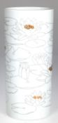 Vase, Rosenthal, studio-line, grauer Seerosendekor mit Goldstaffage, ovaler Querschnitt, H. 28 cm