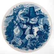 Meissen-Märchenteller "Der gestiefelte Kater", 1980, Wandteller, Blaudekor, 1. Wahl, rücks. Wandauf