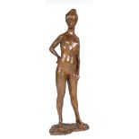 Fiori, Ernesto de (1884 Rom- 1945 Sao Paulo "Stehender weiblicher Akt", Bronze, auf Sockel signiert