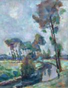 Koch-Stetter, Dora (1881 Bayreuth-1968 Ahrenshoop-Althagen) "Landschaft mit Bachlauf", Öl/ Mp., übe