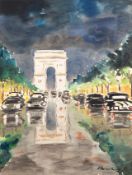 Maler des 20. Jh. "Paris- Champs Elyseés", Aquarell, unleserlich signiert und datiert (19)56 u.r., 